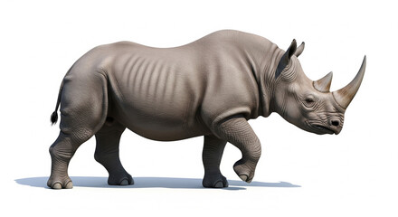 Fototapeta premium Majestic Rhinoceros Walking on an Isolated transparent background