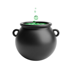 Mysterious Black Cauldron with Bubbling Green Potion Drops.