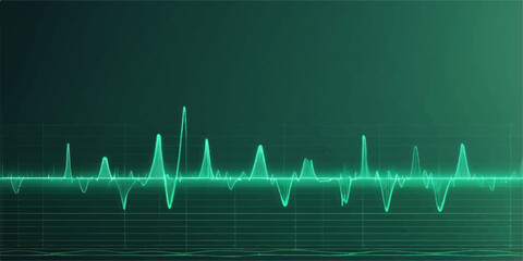 A medical monitor displays a vibrant green heartbeat with a healthy, rhythmic pulse on an ECG cardiogram