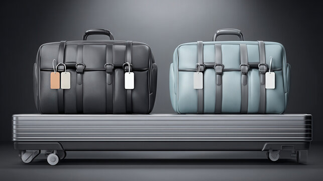 dual conveyor belts showing accepted vs rejected luggage iconography informational style no words illustration concept scene visual for commercial design use high detail quality stock image