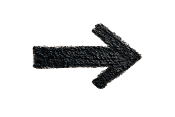 Sparkly Black Right Arrow on Transparent Background