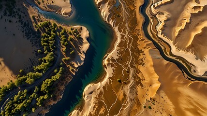 An artistic top-down cinematic shot of interconnected geometric forms