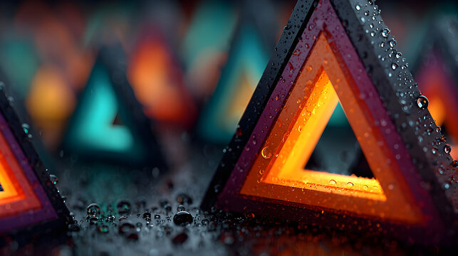 Nested Triangles with Water Droplets