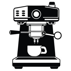 Black and White Espresso Machine with Cup, Side Lever and Push Buttons Design
