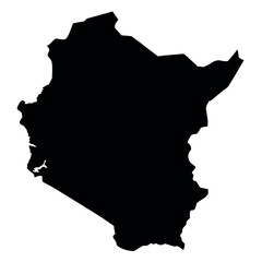 Solid black silhouette map of kenya for graphic design