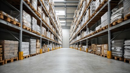 Industrial warehouse interior with organized inventory on racks