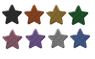 Obraz premium Premium 3D Colorful Button Starts with Embossed Pattern On Transparent background