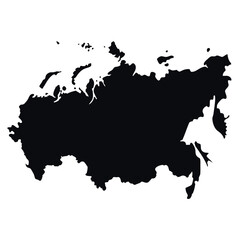 Obraz premium Solid black silhouette map of russia and europe