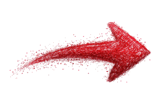 Red Glittering Arrow on Black Background