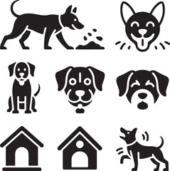 Adorable Dog Icons Puppy Silhouettes