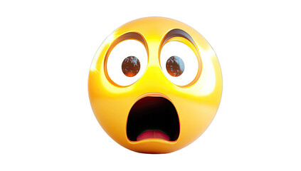 A round, yellow emoji with wide, expressive eyes and an open-mouthed, surprised expression.  3D rendered