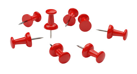 Isolated Red Push Pins