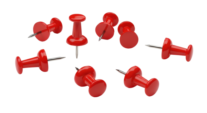 Isolated Red Push Pins