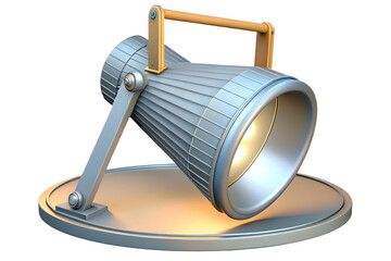 3D perspective render of moving head stage light with realistic beam effect.