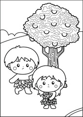 adam and eve coloring page