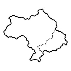 Fototapeta premium Thin black outline map of ukraine