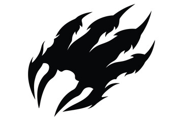 Black Silhouette of Animal Claw Marks Ripping Through a Surface or Wall