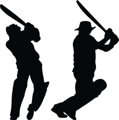 Cricket Batsman Playing Shot – Sports Silhouette Vector Illustration