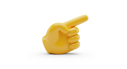 Yellow cartoon hand pointing finger to the right on isolated transparent background