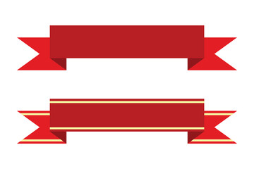 red ribbon banner symbol vector design isolated on white background