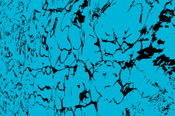 An abstract design featuring a vivid blue background with irregular black lines and shapes