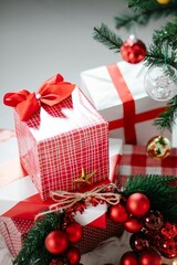 christmas gift boxes and decorations
