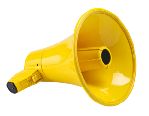  Yellow Plastic Air Horn, isolated on a transparent background PNG
