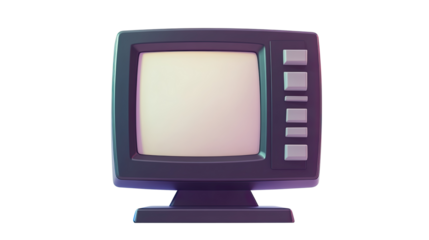 Retro vintage computer monitor with buttons and blank screen isolated on white background