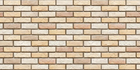 Fototapeta premium Seamless pattern of light brown and beige brick wall texture for background