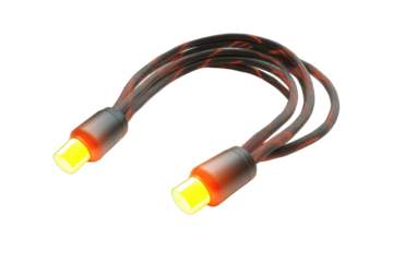 A glowing, dark-colored cable