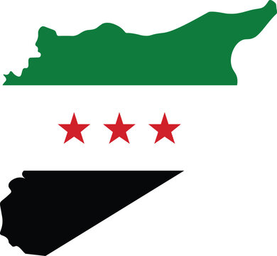 Syria vector map outline, Syria map. Syria flag