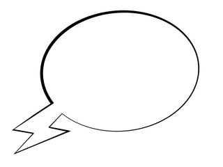 Outline comic dialogue bubble with lightning tail. Set of hand-drawn comic style thought and dialogue bubbles.