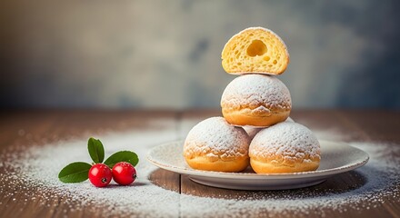 Sweet Stacked Pastries on Plate.