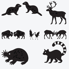 “Minimalist Animal Silhouette Icon Set – Wildlife Grid in Black Vector Style”