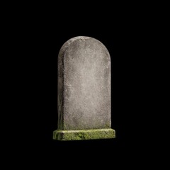 Weathered Stone Monument Isolated on Black Background