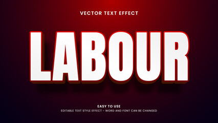  editable text effect labour 3d style premium vector