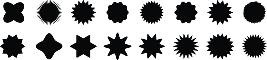 Circle sticker set. Wavy edge promo red and black badges. Special offer price tag. sale or discount sticker, sunburst badges icon. Vector Illustration.
