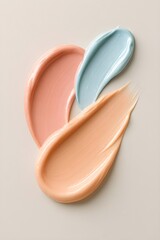 A swirl of creamy cosmetic product with delicate roses and powder on a white background
