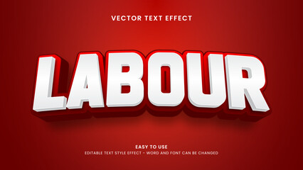  editable text effect labour 3d style premium vector
