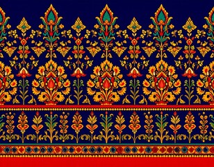 Vibrant Floral Border Design indian pattern