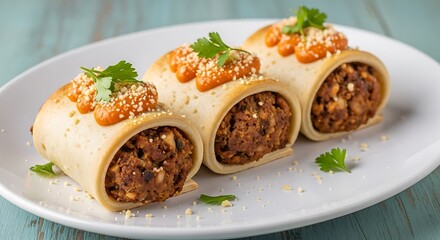 Stuffed Pasta Rolls Appetizer.