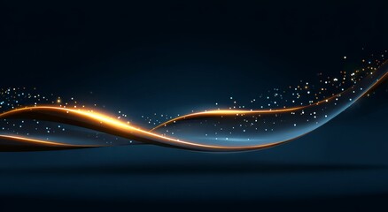 The theme background for an abstract fashion exhibition event conference is represented by an abstract blue background and golden texture on a display board