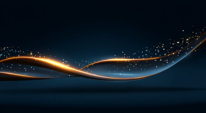 The theme background for an abstract fashion exhibition event conference is represented by an abstract blue background and golden texture on a display board