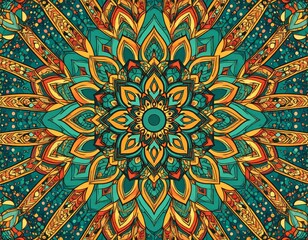 Vibrant Mandala Design with Intricate Floral Patterns indian pattern