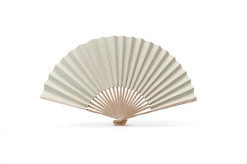 Light beige paper fan with light brown wooden handle