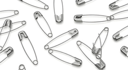 Scattered Safety Pins A Collection of Metal Fasteners