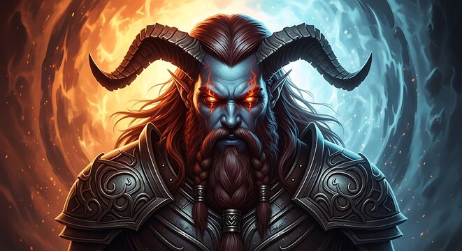 Powerful Demon Figure, Evil, Fantasy Art.