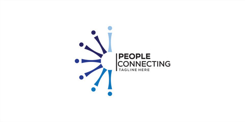 Abstract Initial Letter C Connecting People Logo Vector  Design Template