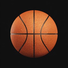 Fototapeta premium The vibrant orange basketball has a clear texture and visible details, giving it a unique surface pattern and design that is sure to appeal to sports enthusiasts and athletes who admire its