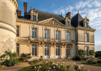 Obraz premium Majestic French Chateau at Golden Hour